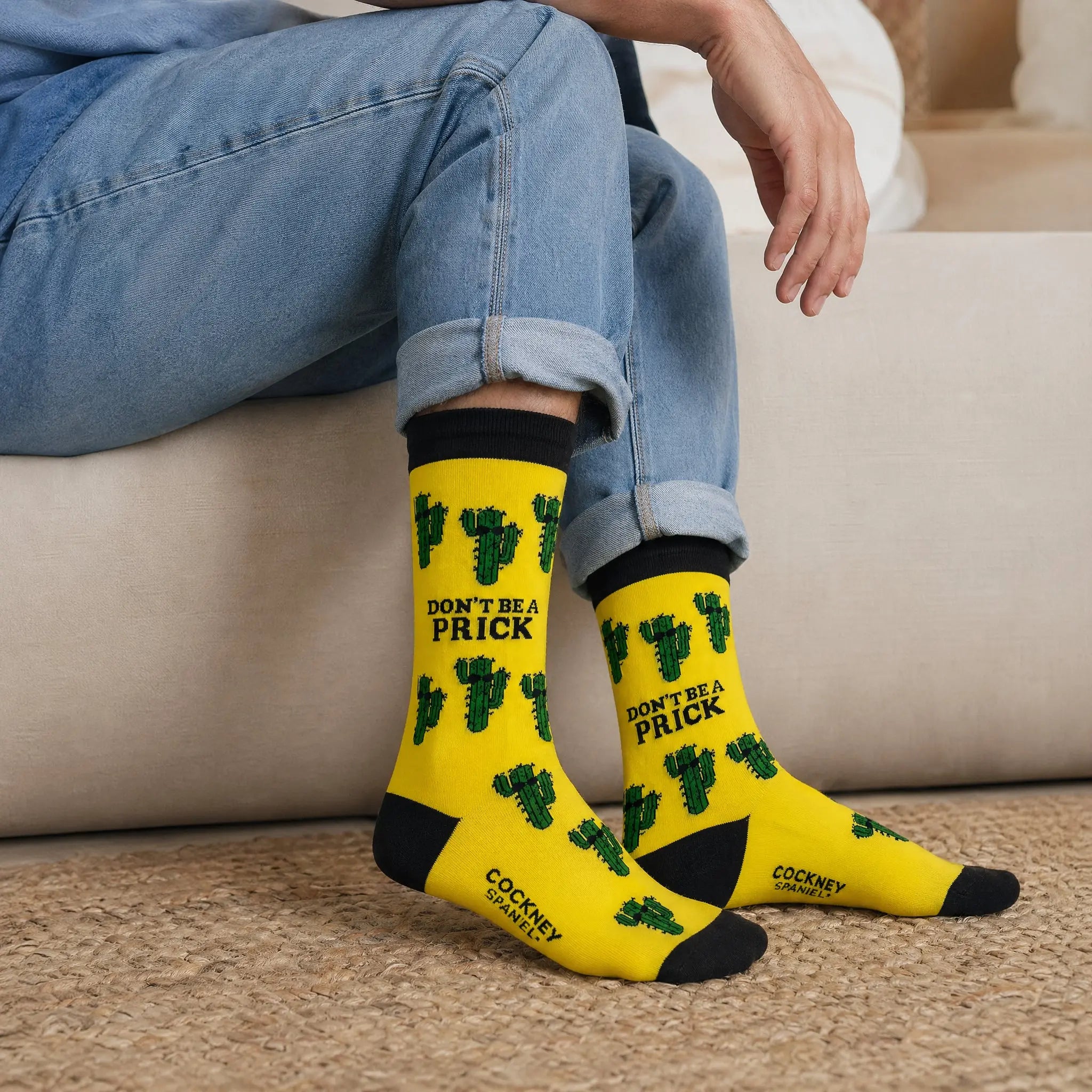 Passendes Paar Socken, DON’ T BE A PRICK, Kaktus, Cockney Spaniel, Gr. 39-46 von guteszeug.ch
