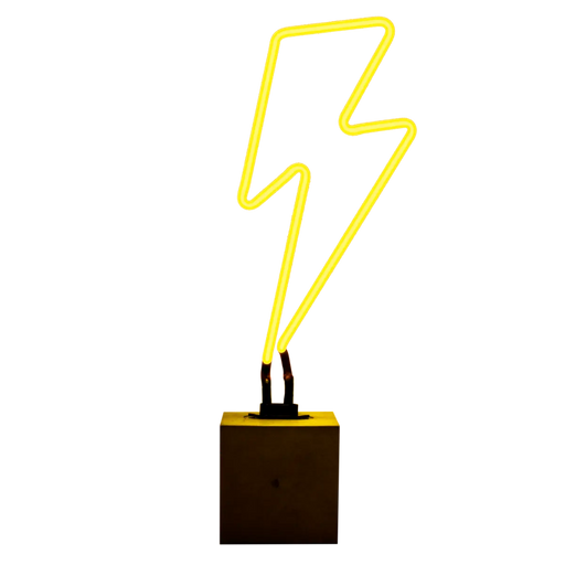 Glas Neon Tischlampe mit Betonsockel - Blitz von Locomocean