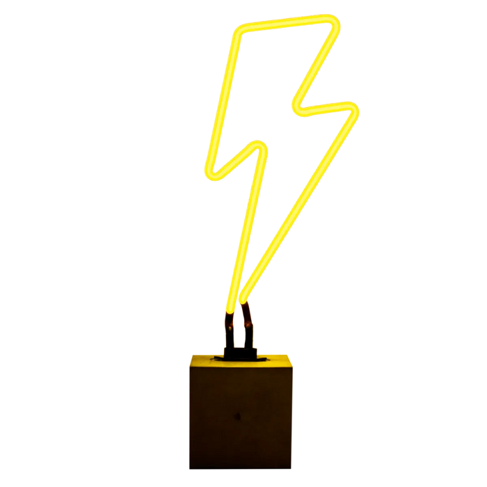 Glas Neon Tischlampe mit Betonsockel - Blitz von Locomocean