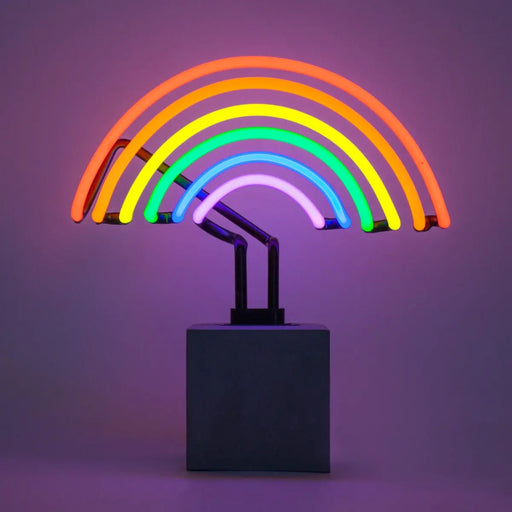 Glas Neon Tischlampe mit Betonsockel - Regenbogen von Locomocean