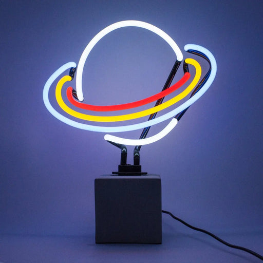 Glas Neon Tischlampe mit Betonsockel - Saturn von Locomocean