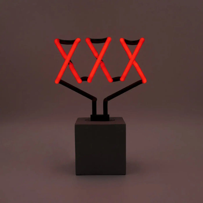 Glas Neon Tischlampe mit Betonsockel - XXX von Locomocean