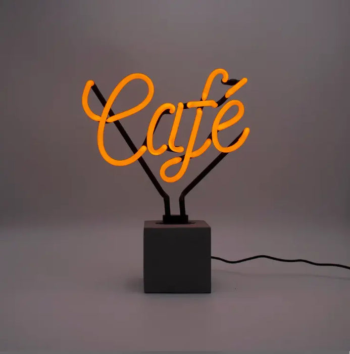 Glas Neon Tischlampe mit Betonsockel - Café von Locomocean