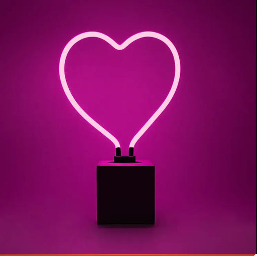 Glas Neon Tischlampe mit Betonsockel - Herz von Locomocean