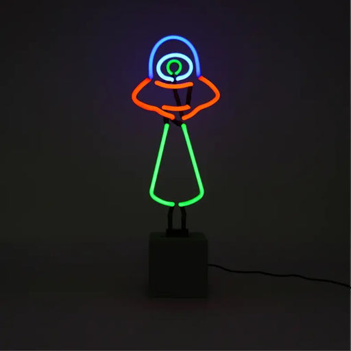 Glas Neon Tischlampe mit Betonsockel - UFO von Locomocean