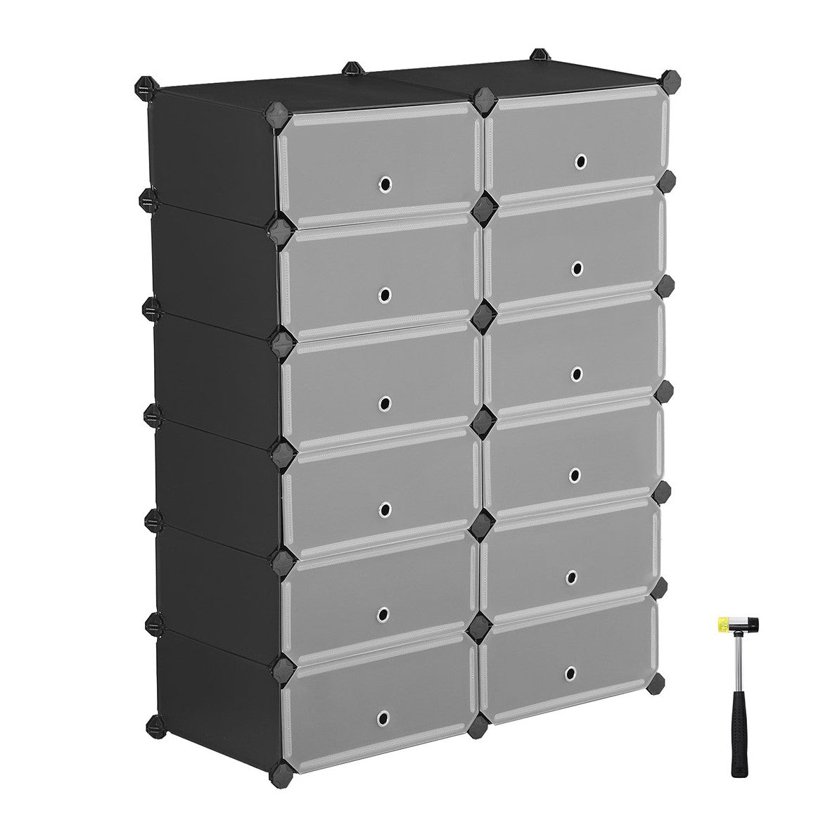Kunststoffschrank 12 Fächer Schwarz von Songmics