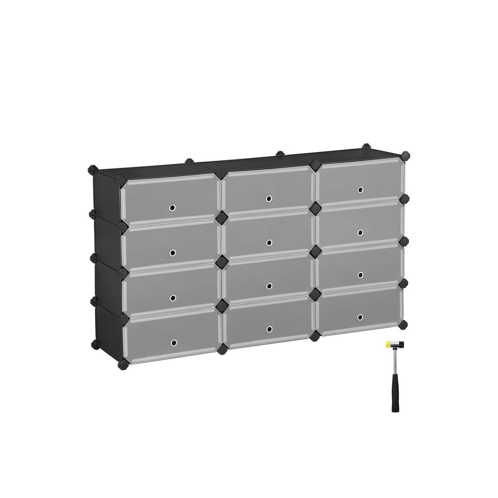 Kunststoffschrank 12 Fächer Schwarz von Songmics