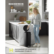 Mülleimer rund 30 L mit Pedal herausnehmbarer Inneneimer von Songmics