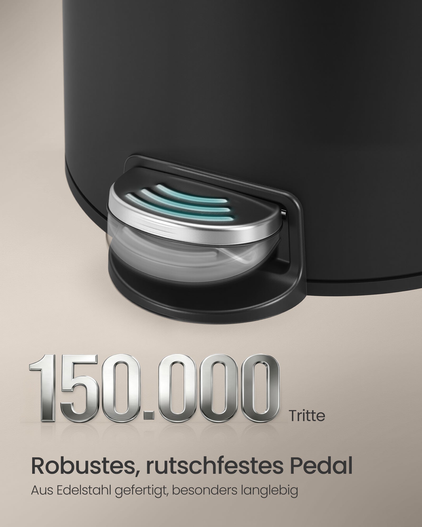 Mülleimer rund 30 L mit Pedal herausnehmbarer Inneneimer von Songmics