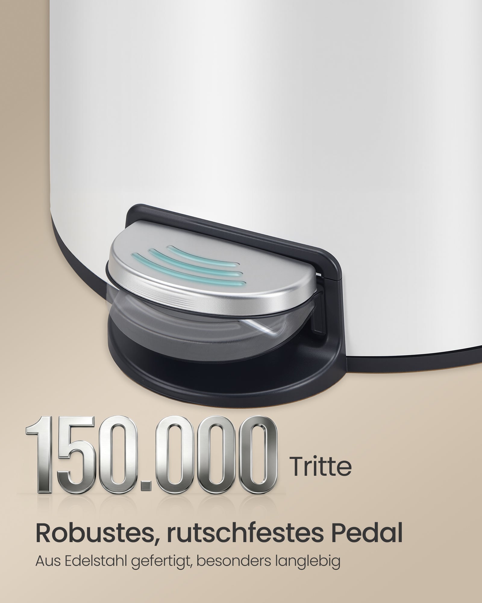 Mülleimer rund 30 L mit Pedal Wolkenweiss von Songmics