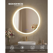 Badezimmerspiegel LED rund 61 cm Anti-Beschlag von Songmics
