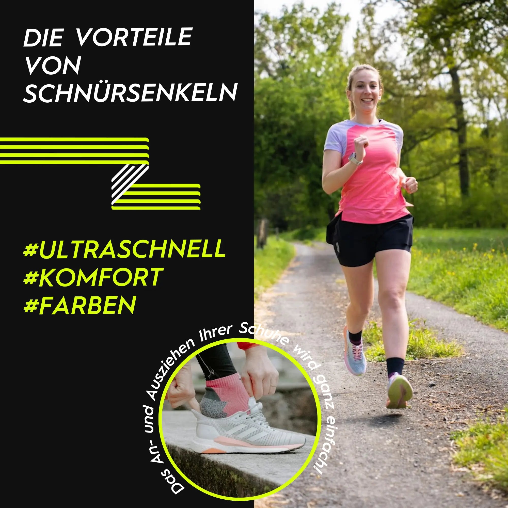 Elastische Schnürsenkel Flexibel Ohne Binden Silikon Running Neongelb von Gorilla Lacets