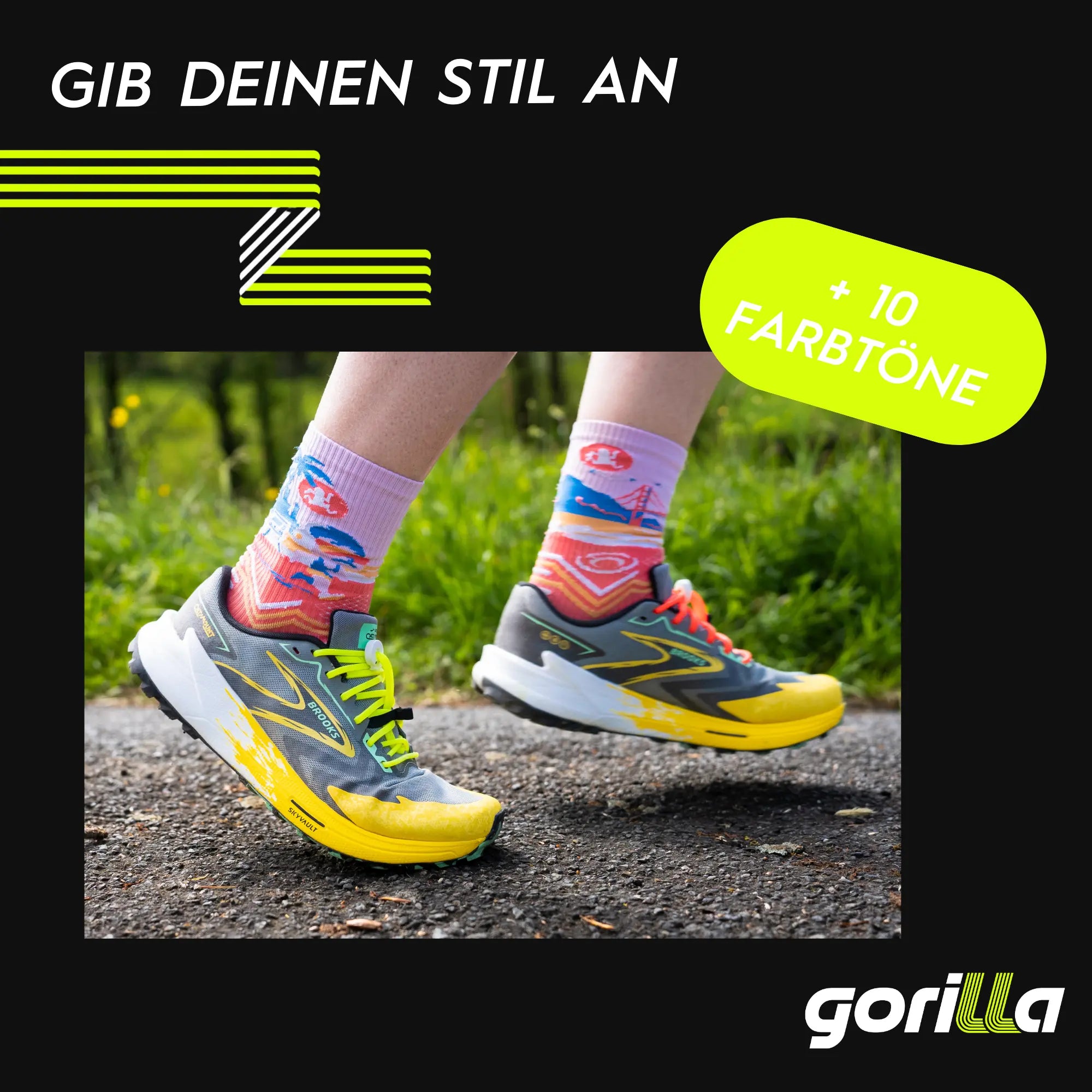 Elastische Schnürsenkel Flexibel Ohne Binden Silikon Running Neongelb von Gorilla Lacets