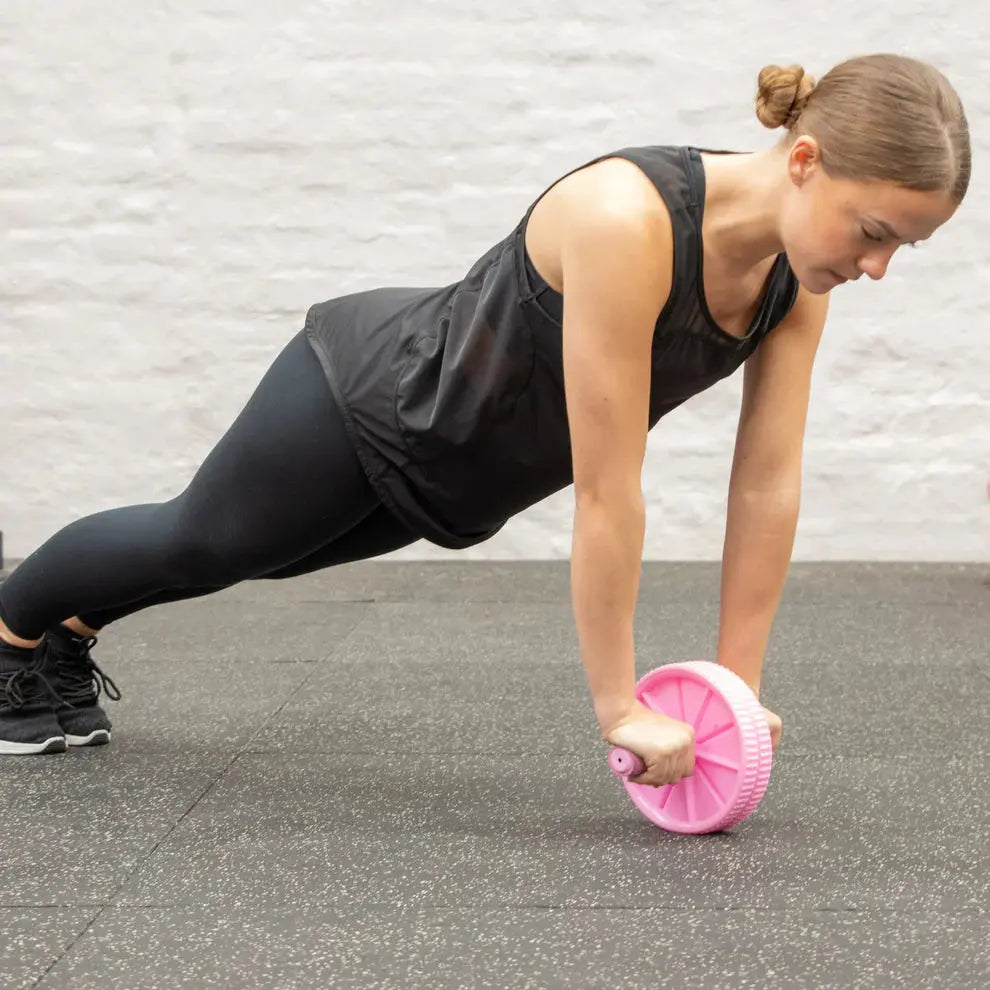 Abdominal Roller Mit Verstellbarem Doppelrad Pink von Phoenix Fitness