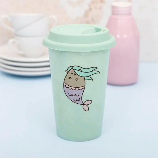 Travel Keramikbecher mit Silikondeckel "Meerjungfrau" von PUSHEEN