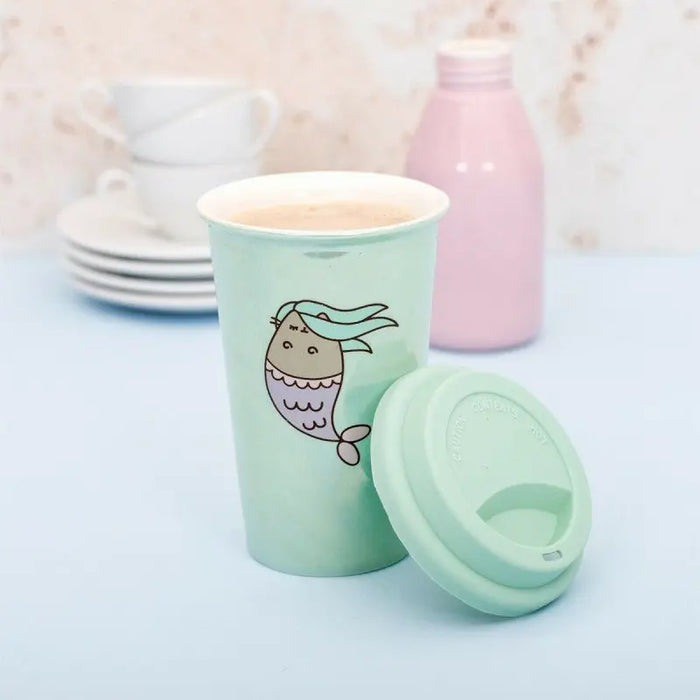 Travel Keramikbecher mit Silikondeckel "Meerjungfrau" von PUSHEEN