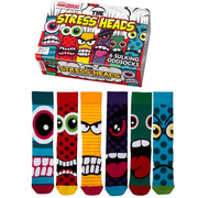 Einzelne Socken im 6er Pack, THE STRESS HEADS Bunte Monster, Gr. 39-46, mit Geschenkbox von guteszeug.ch