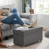 Sitzhocker mit Stauraum, klappbare Sitzbank mit Beinen, schiefergrau von Songmics