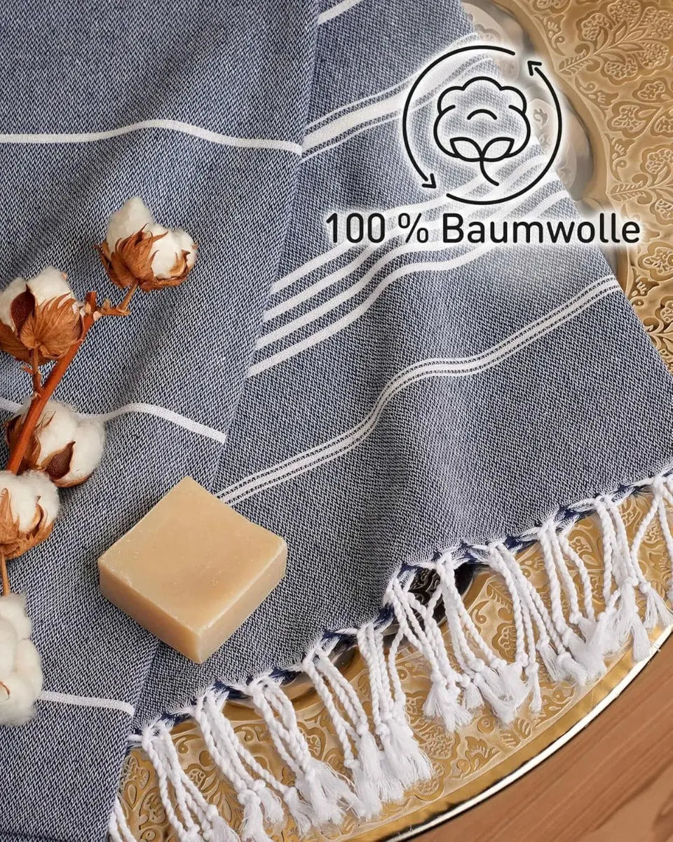 Hamamtuch Baumwolle Recycelt 200x200cm Navy - Sultan von guteszeug.ch