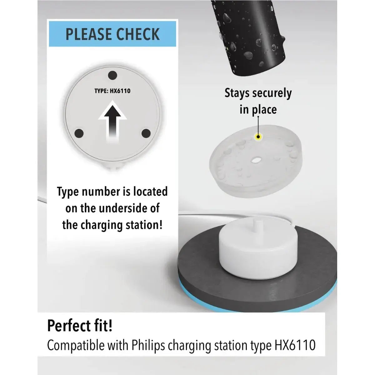 Silikonhülle für Ladestation Elektrische Zahnbürste Philips Sonicare Typ HX6110 von Qikfresh