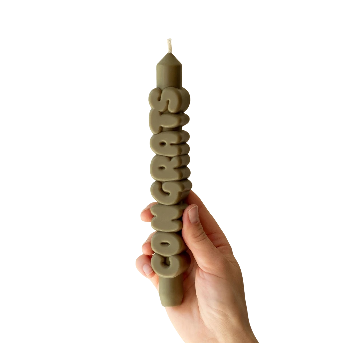 Kerze Taper candle CONGRATS Olive Green von Taper Candles