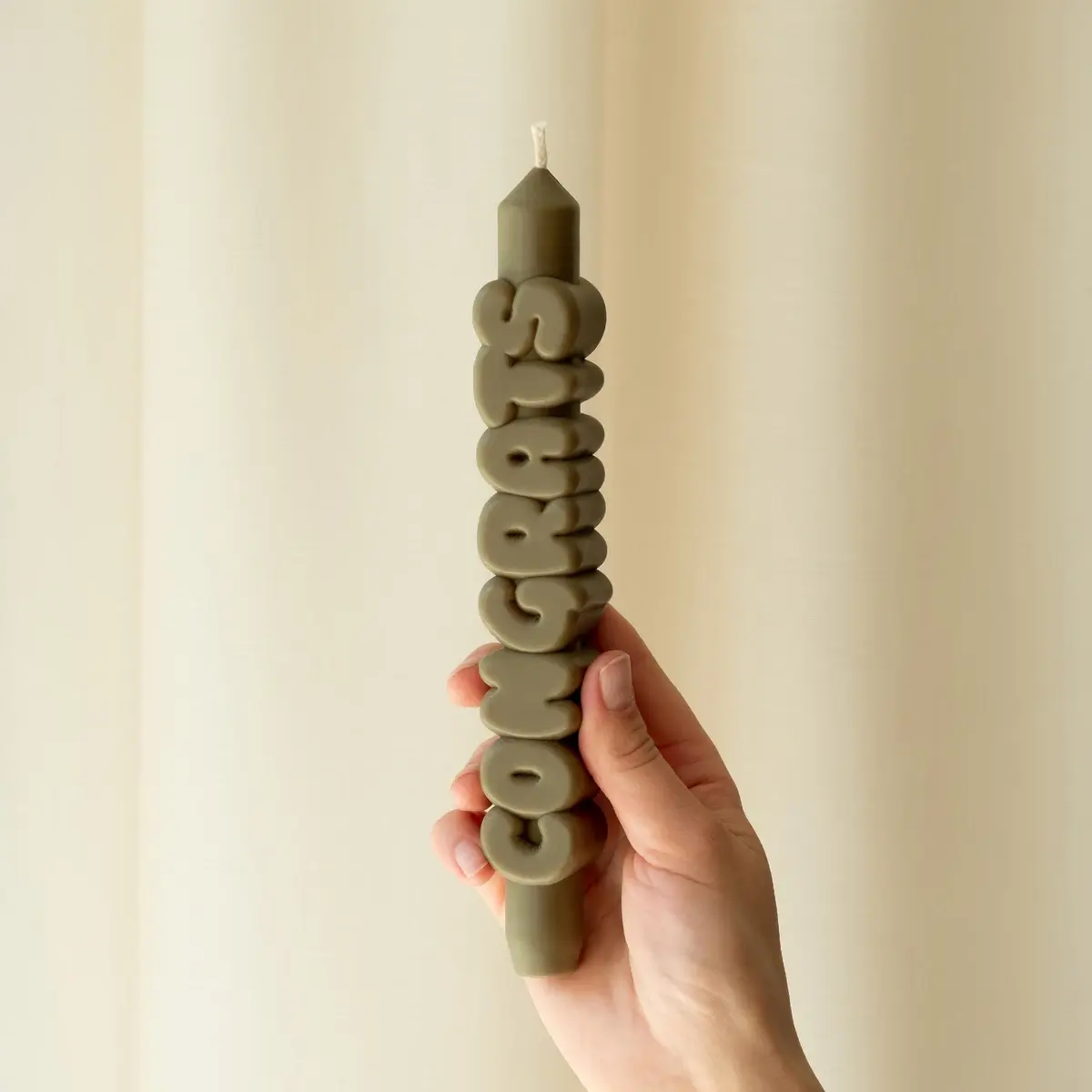 Kerze Taper candle CONGRATS Olive Green von Taper Candles