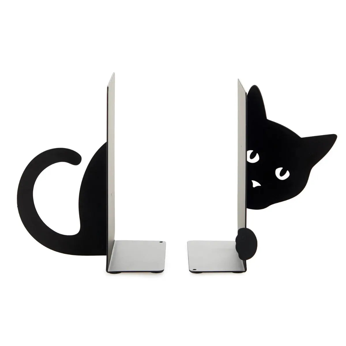 Buchstütze Versteckte Katze Schwarz Metall von Balvi