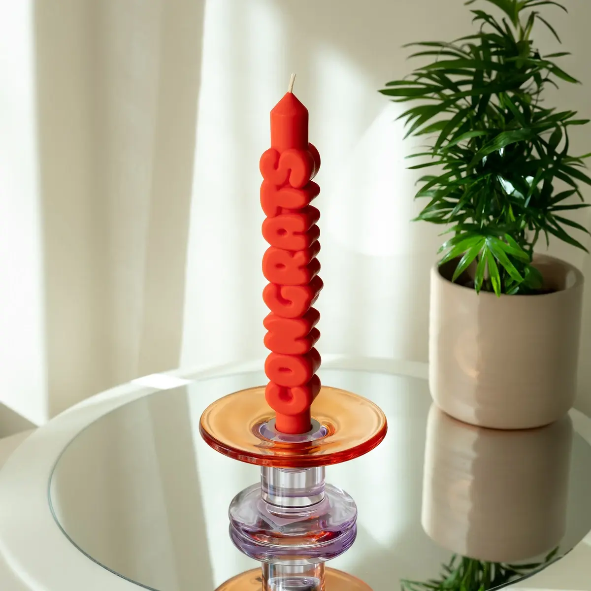 Kerze Taper candle CONGRATS Orange von Taper Candles
