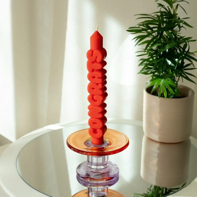 Kerze Taper candle CONGRATS Orange von Taper Candles