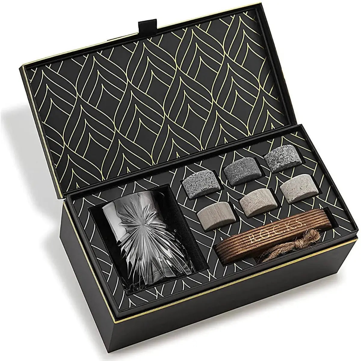 Soleil Whiskeyglas mit Kühlsteinen Geschenkset von ROCKS Whiskey Chilling Stones