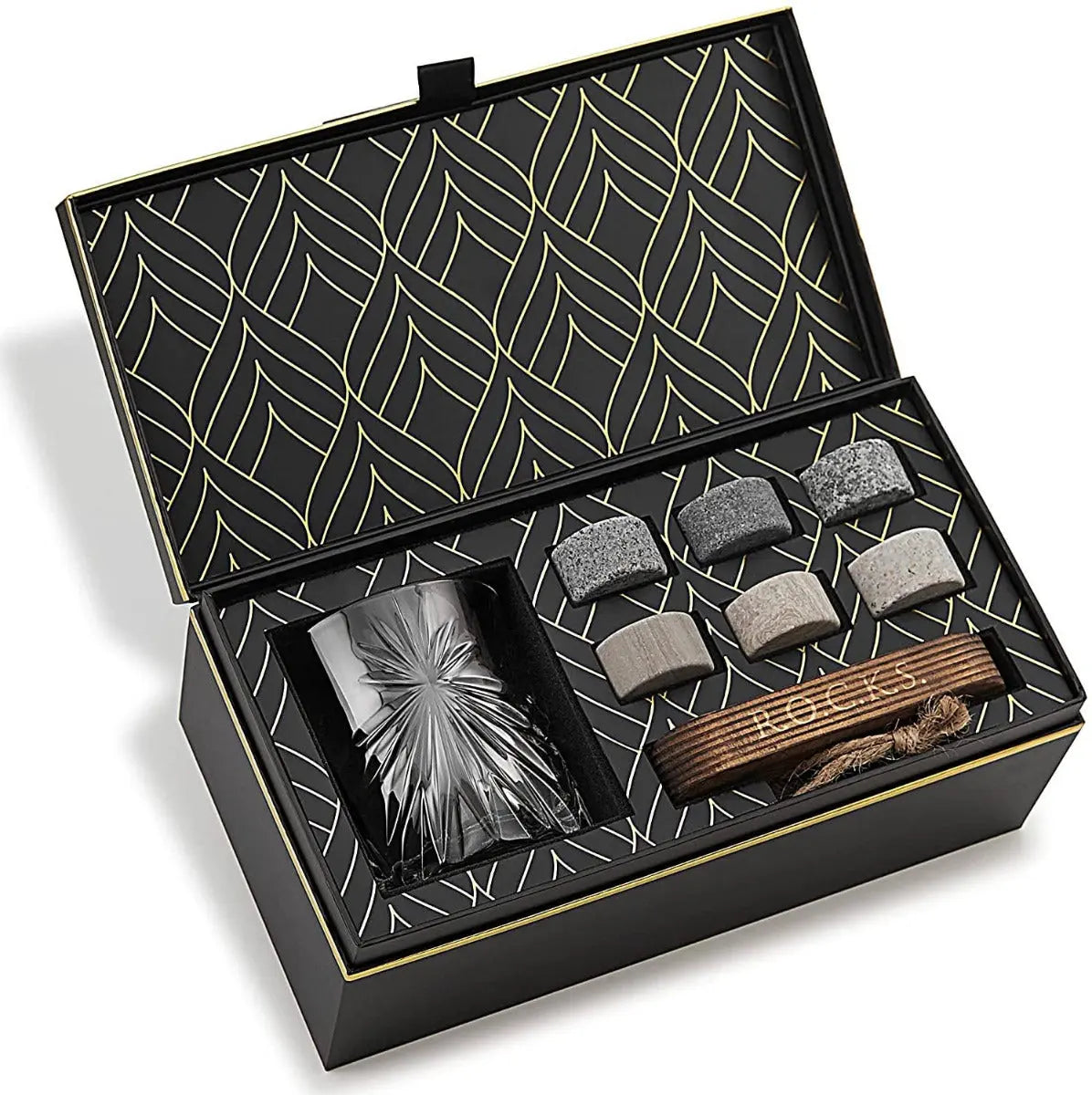Soleil Whiskeyglas mit Kühlsteinen Geschenkset von ROCKS Whiskey Chilling Stones