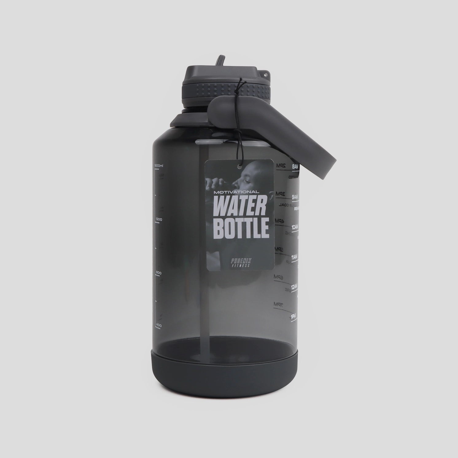 Fitness Motivations Wasserflasche 2 Liter Schiefergrau von Phoenix Fitness