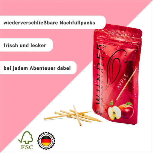 Zahnstocher mit Geschmack Refill Apfel von Wunder Zahnstocher