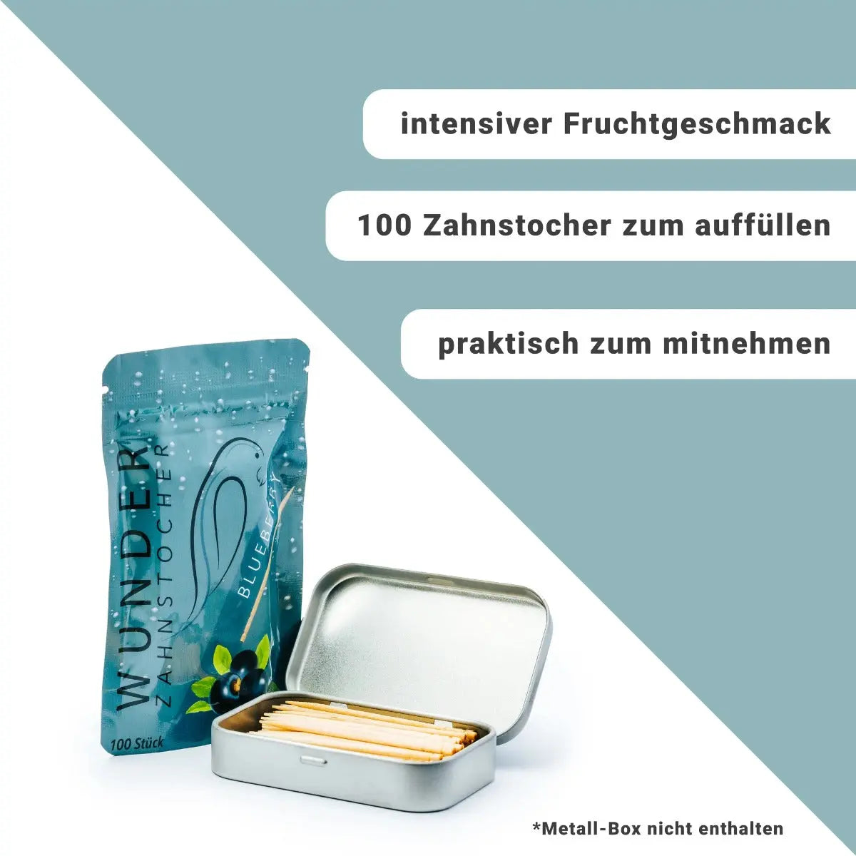 Zahnstocher mit Geschmack Refill Blaubeere von Wunder Zahnstocher