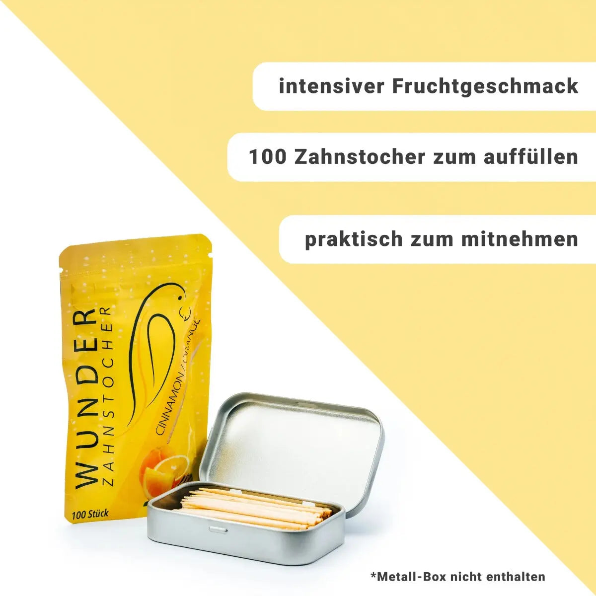 Zahnstocher mit Geschmack Refill Zimt Orange von Wunder Zahnstocher