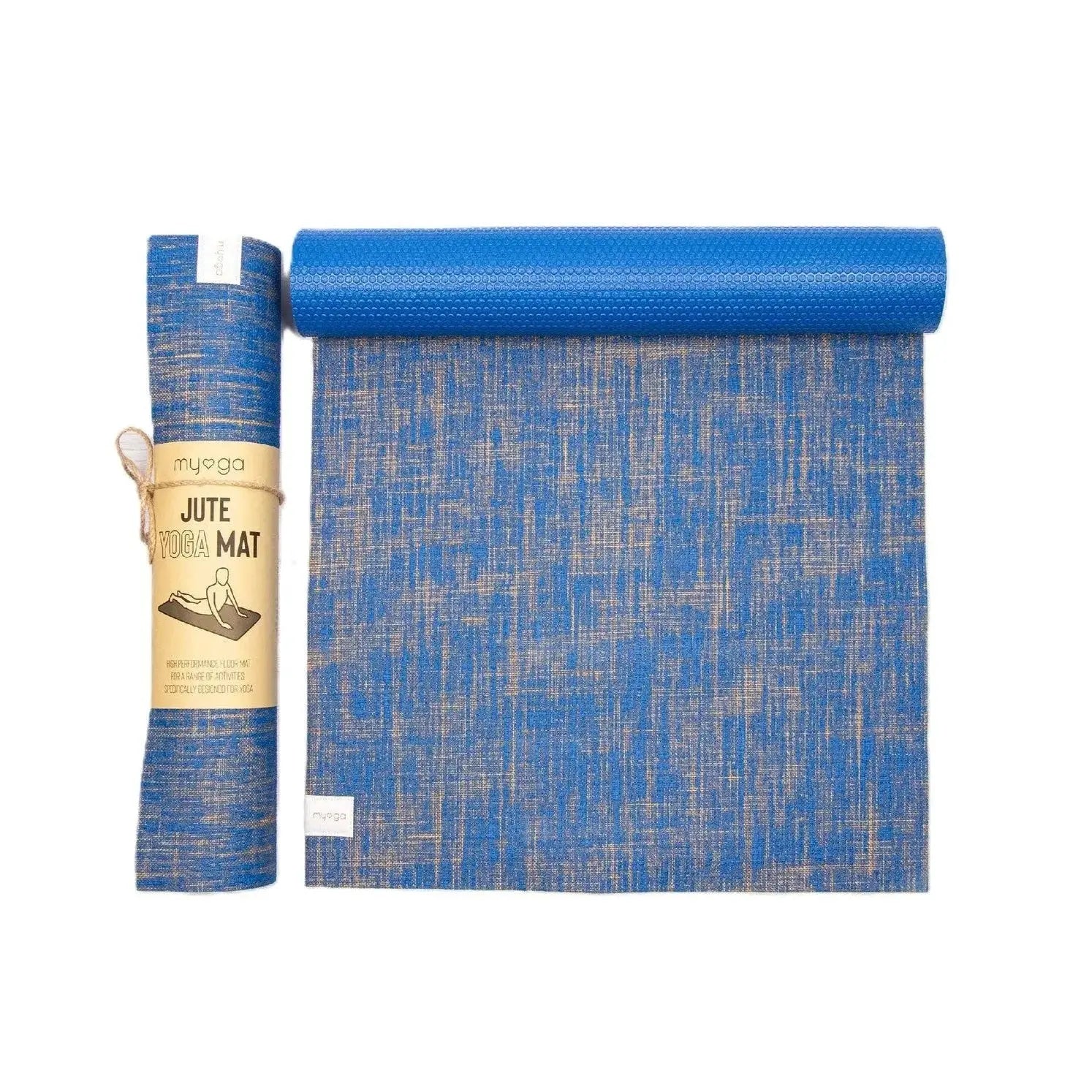 Yogamatte Jute Rutschfest Blau von Myga