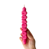 Kerze Taper candle LOVE YOU Pink von Taper Candles