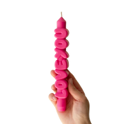 Kerze Taper candle LOVE YOU Pink von Taper Candles