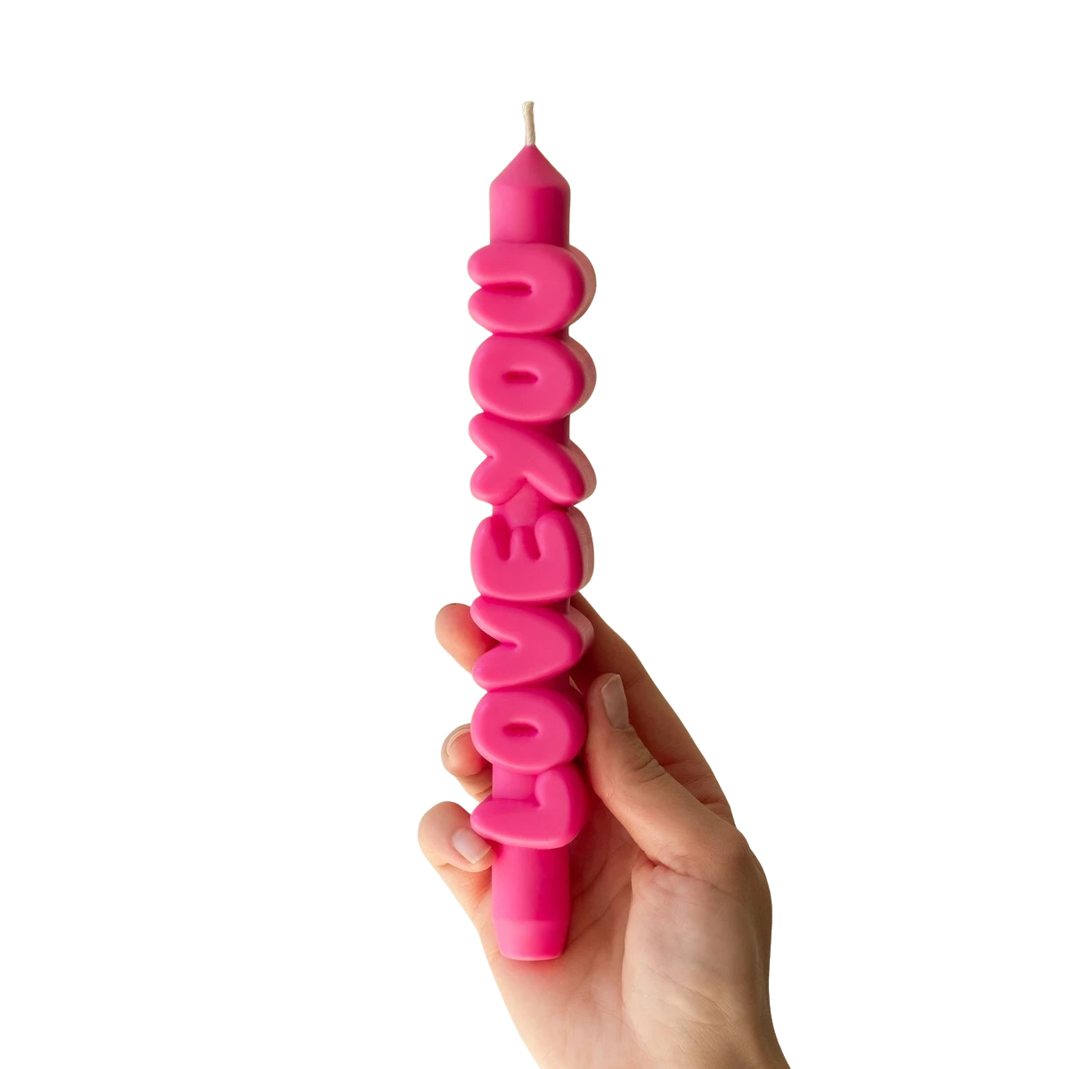 Kerze Taper candle LOVE YOU Pink von Taper Candles