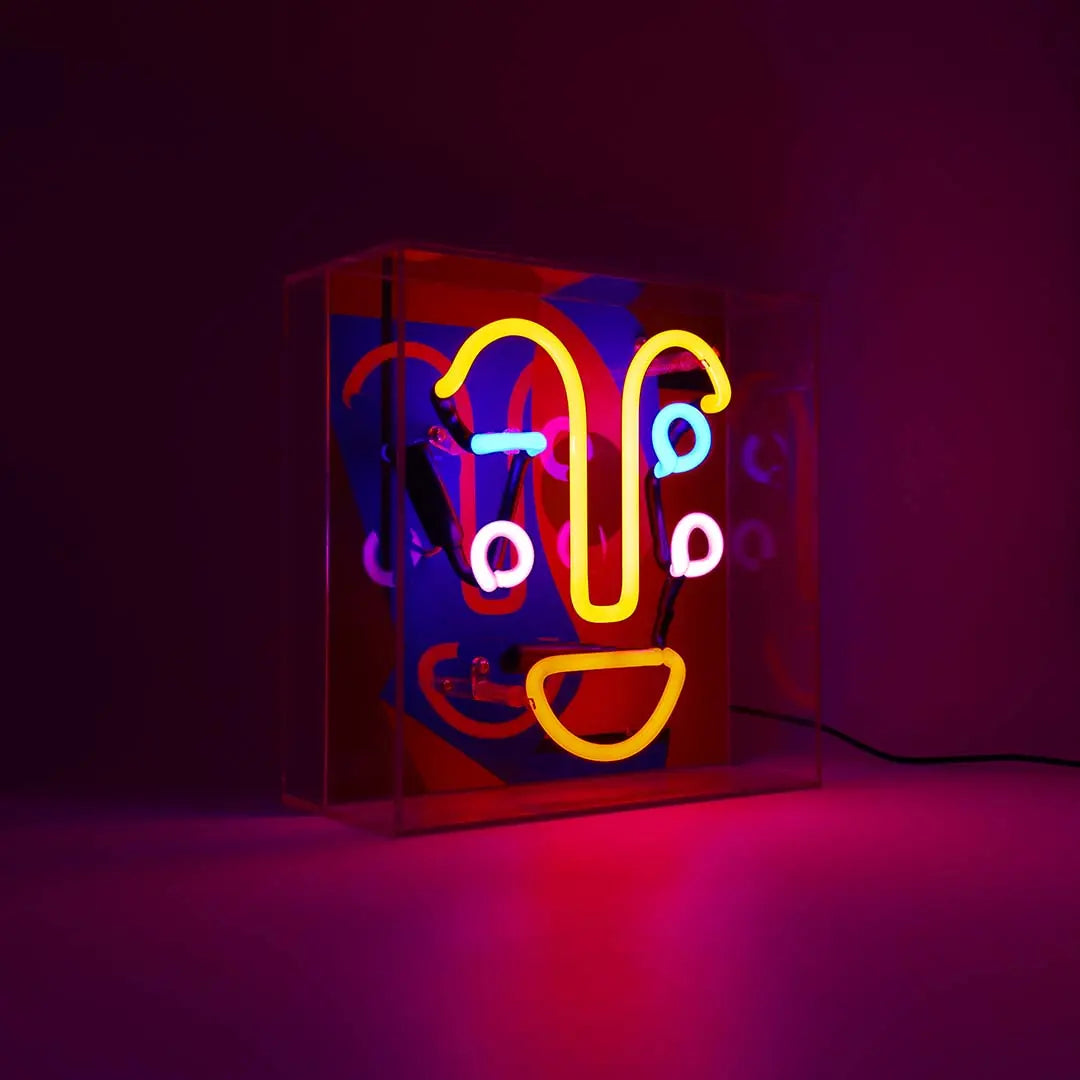 Acryl-Box Neon - Memphis Face von Locomocean