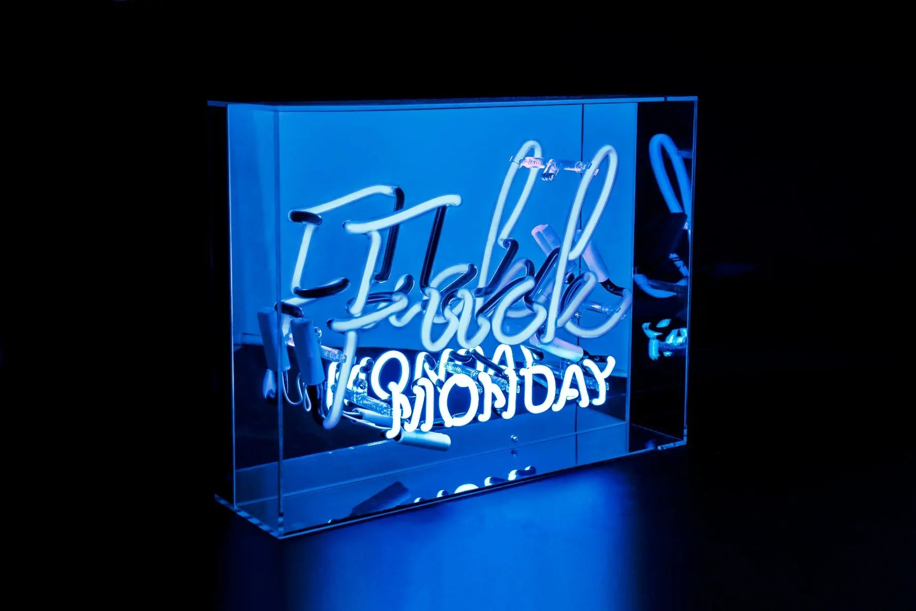 Grosse Acryl-Box Neon - F*ck Monday blau von Locomocean