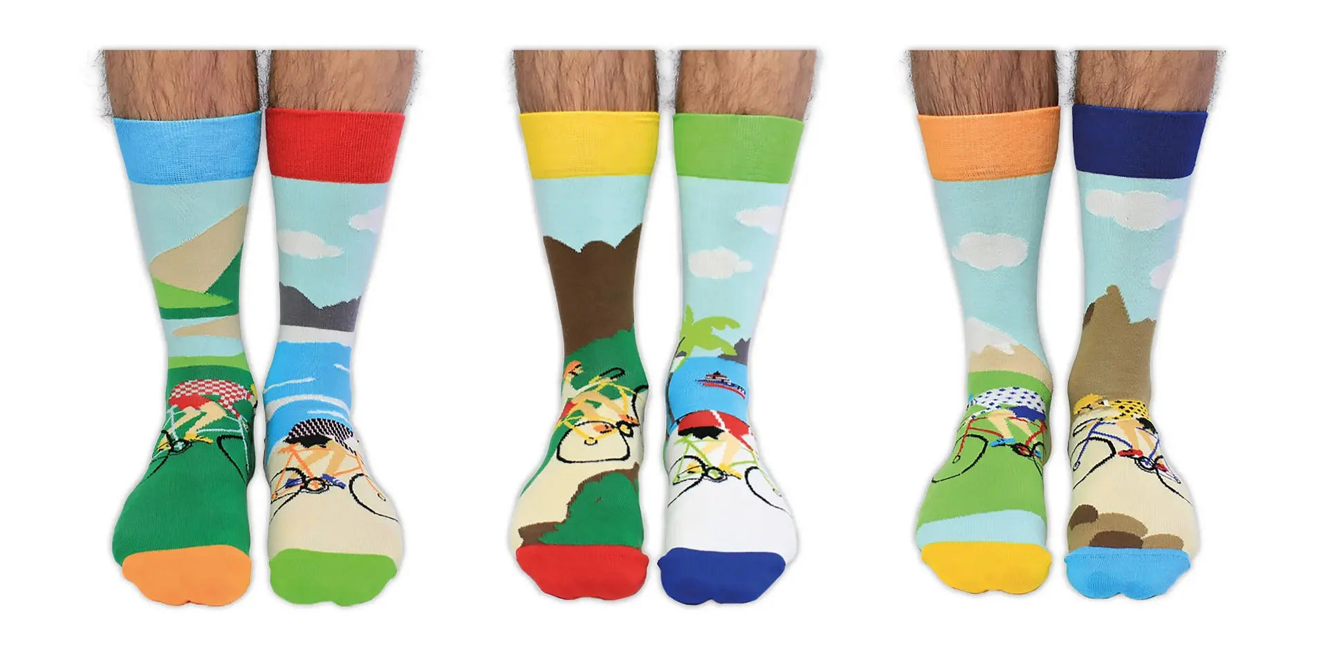 Einzelne Socken im 6er Pack, ON YOU BIKE Bunte Fahrräder, Gr. 39-46, mit Geschenkbox von guteszeug.ch