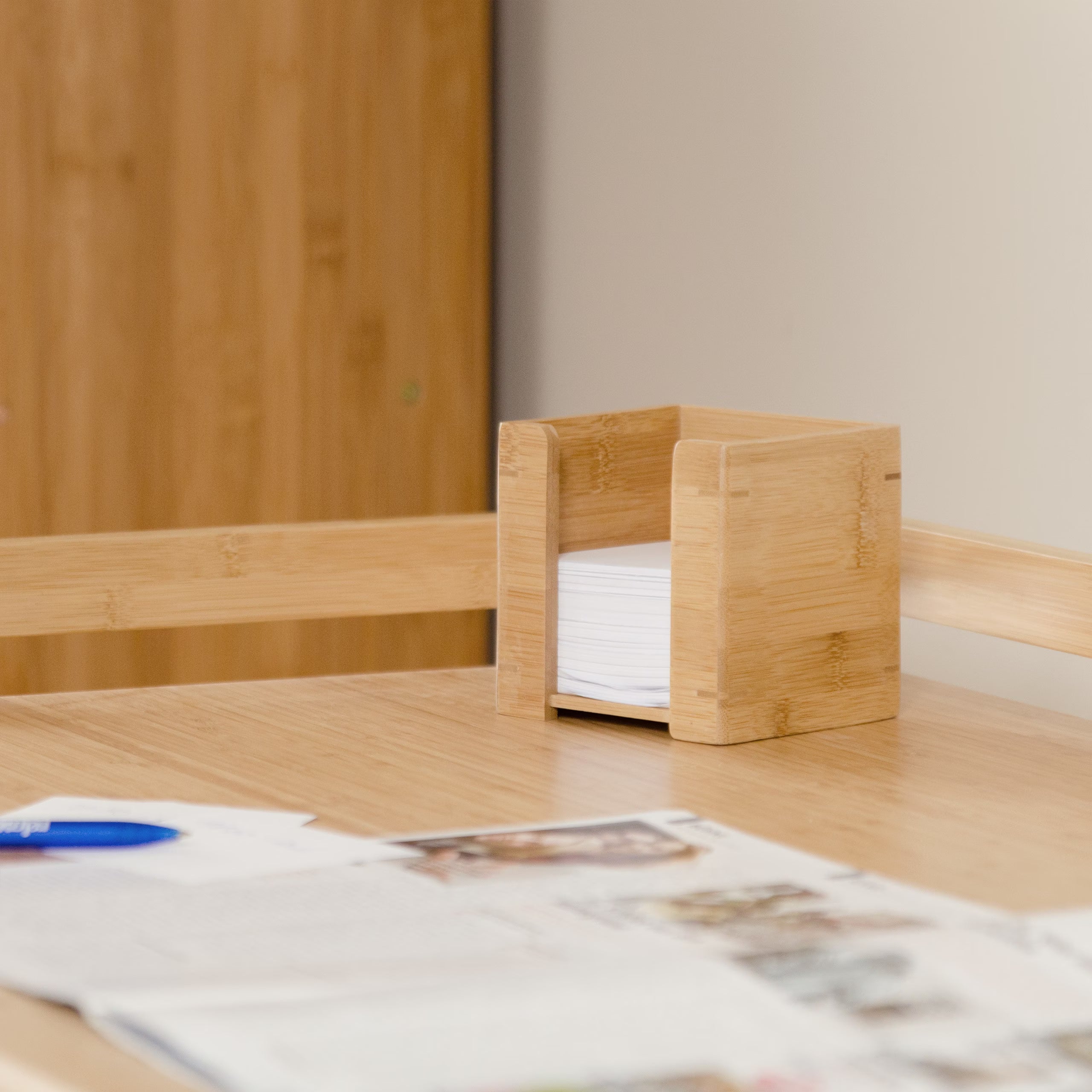 Zettelbox Bambus Hellbraun von Relaxdays