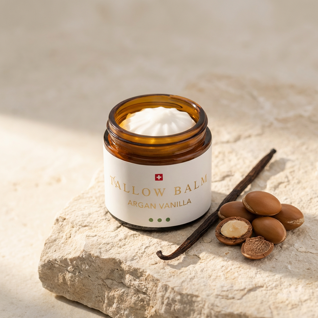 Tallow Balm Argan Vanilla - Hautbalsam mit Rindertalg, Arganöl, natürlichem Vanilleextrakt & Vitamin E, 60ml von guteszeug.ch