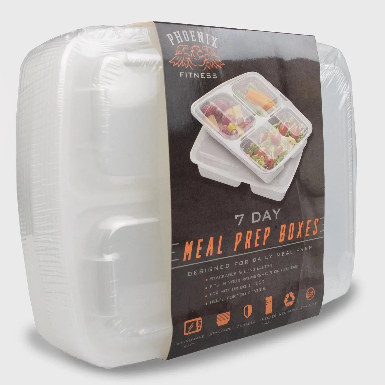 Bento Mealprep Boxen Mit 3 Fächern 7-Teilig Transparent von Phoenix Fitness