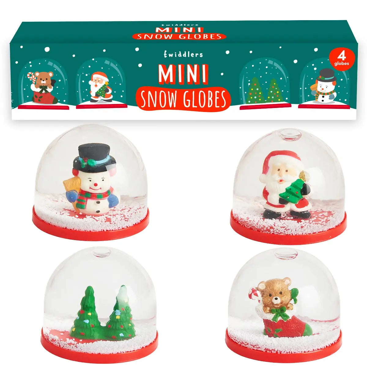 Schneekugel Mini Weihnachten assortiert 4 Stück von Twiddlers