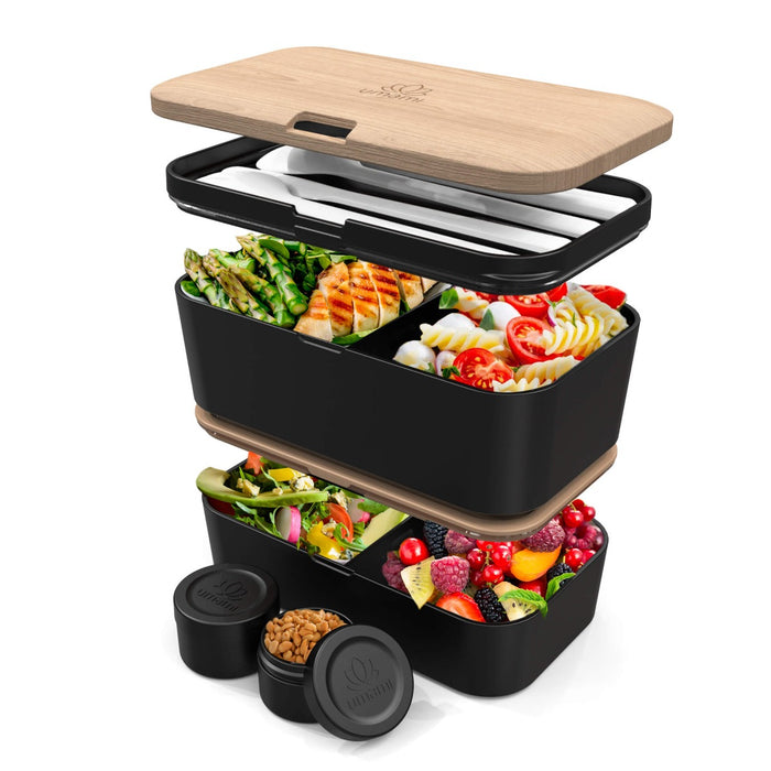 Bento Box Nestable L Walnut Black von Umami