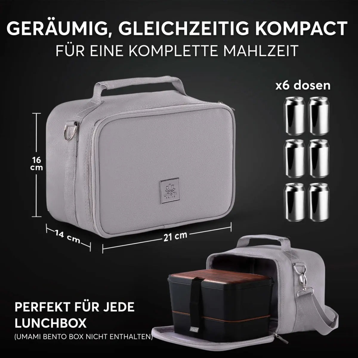 Insulated Lunch Bag Cool Grey Premium von Umami