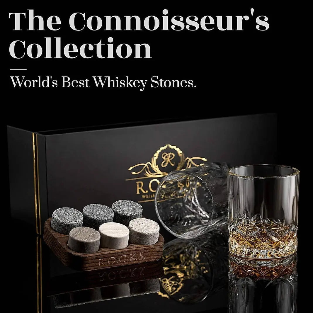 Signature Whiskeygläser mit Kühlsteinen Geschenkset von ROCKS Whiskey Chilling Stones