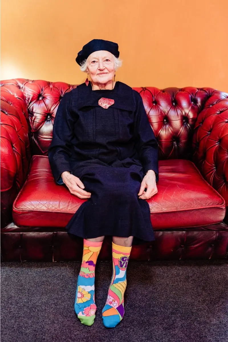 Einzelne Socken im 6er Pack, HIPPY GO LUCKY Bunt Groovy, Gr. 37-42, mit Geschenkbox von guteszeug.ch